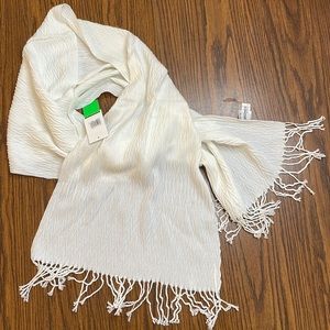 Broner White Textured Scarf With Fringe 68x14